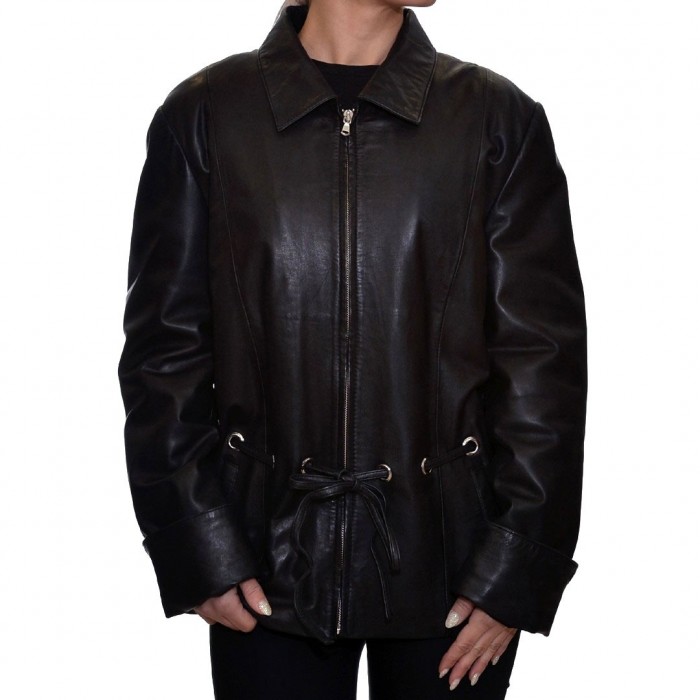 Black MORETTI Leather Cardigan (9014)