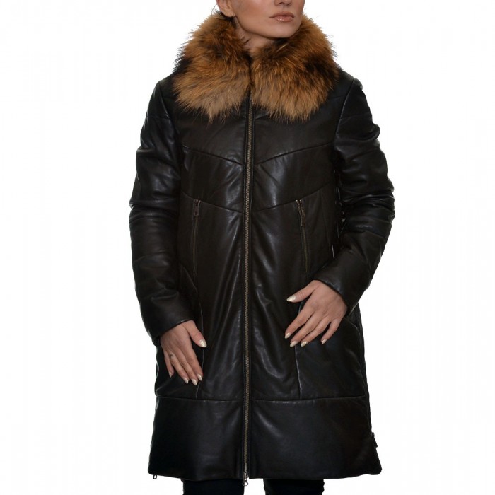 Black LEVINSKY Leather Coat (EMMA)