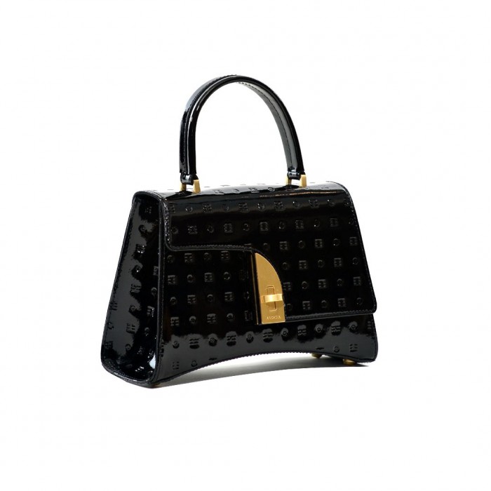Arcadia Black Leather Handbag / Cross (6791)