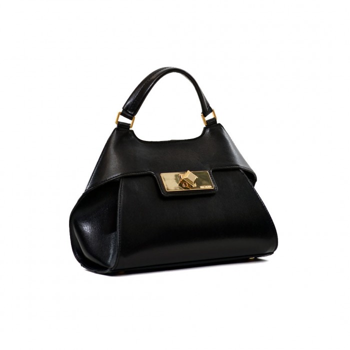 Arcadia Emma Black Leather Handbag / Cross (7429)
