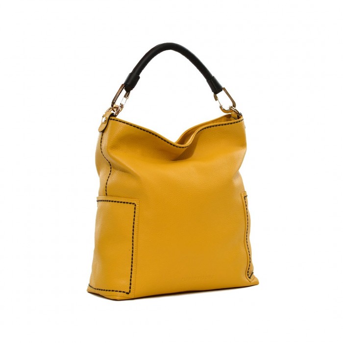 Plinio Visona Yellow Leather Handbag / Shoulder Bag (14601)