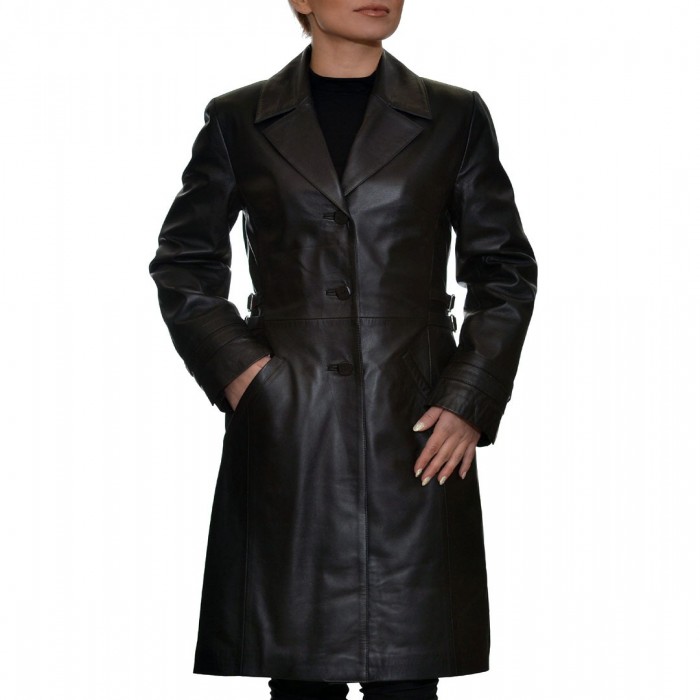 Leather Trench Coat Black SUIT (4375)