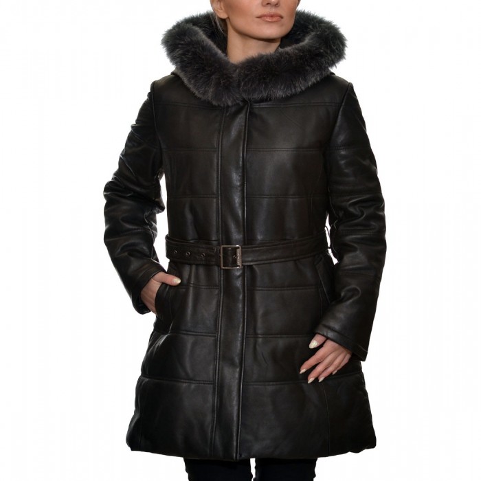 Leather Coat Black INTUITION Paris (AF20-610)