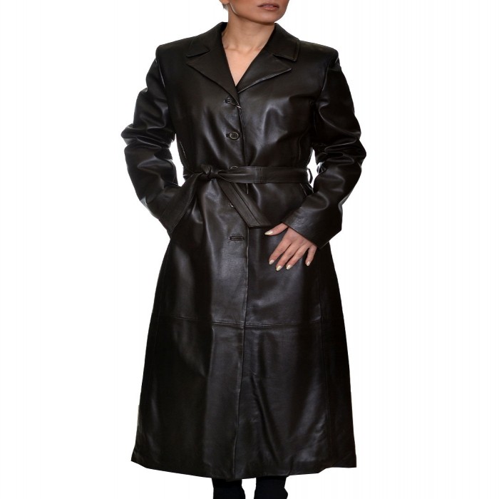 Leather Coat Lamb 131cm Black ROSSI (R8CAPP)