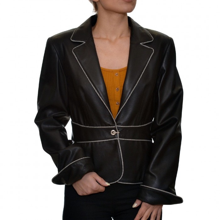 Black GRIGIO Leather Jacket (111)