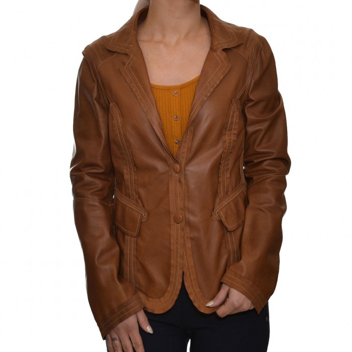 Camel GIMO'S Leather Jacket (49s432)