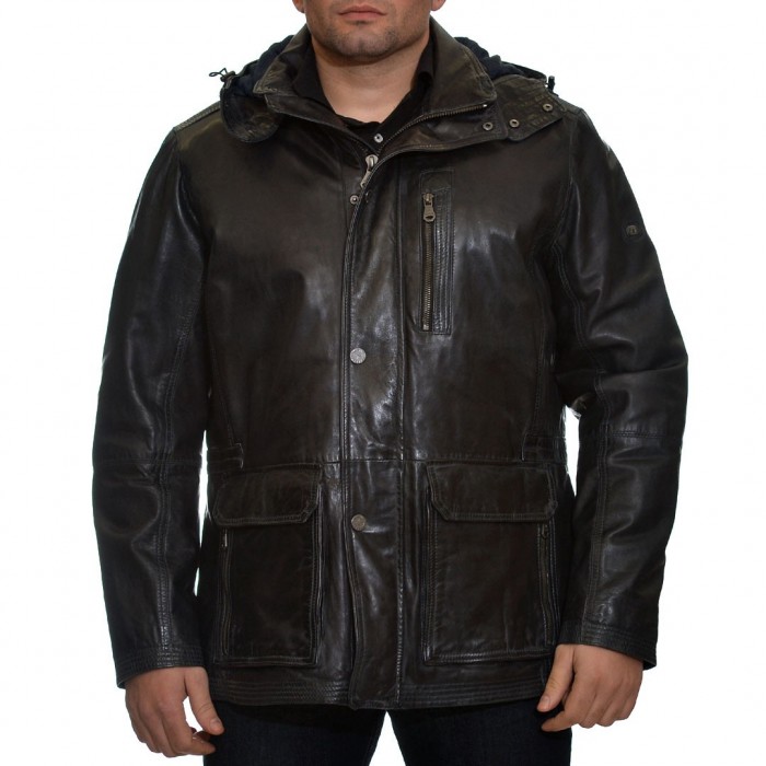 Δερμάτινο Jacket 76 cm Lamb Blue Black Trapper (Kyle)