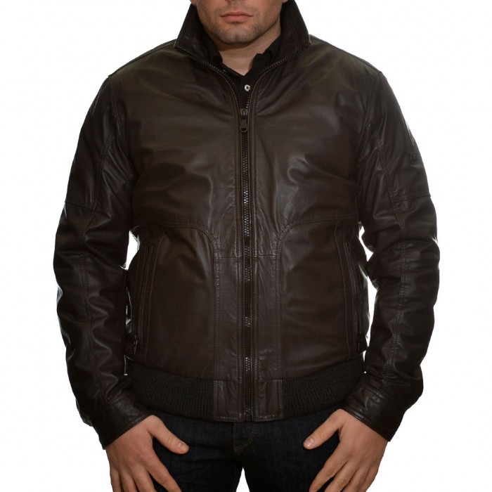 Lamb Dark Brown TRAPPER Leather Jacket (Isaac)