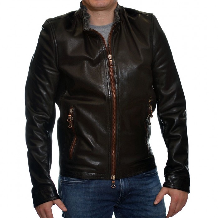 Lamb Black DELAN Leather Jacket (H303)