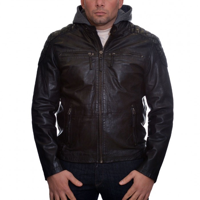 Lamb Black TRAPPER Leather Jacket (Nevio)