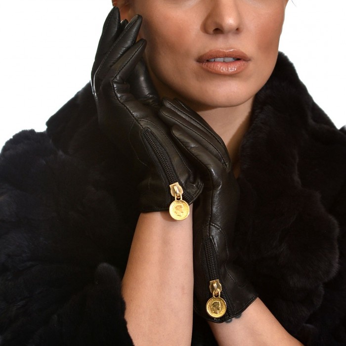 Women's Leather Gloves Lamb Black ANTONIO MUROLO (9000)