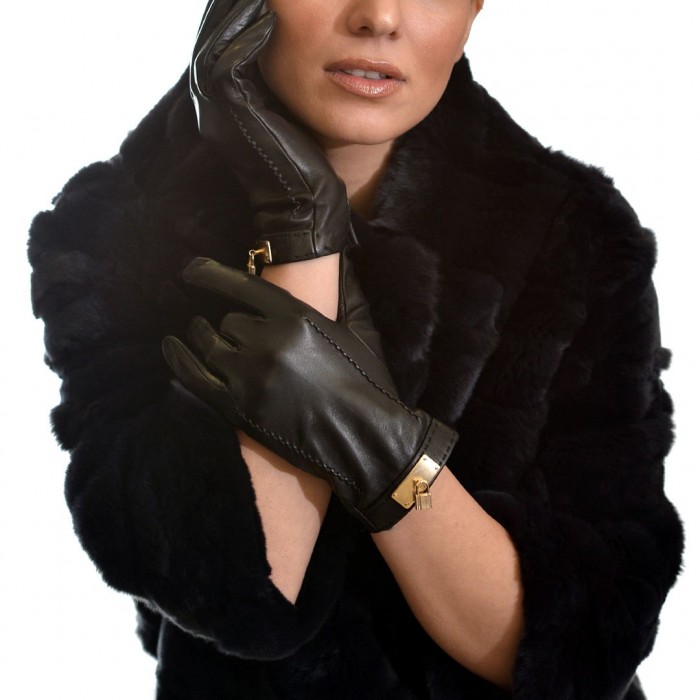 Women's Leather Gloves Lamb Black BRUNO CARLO (05-L)