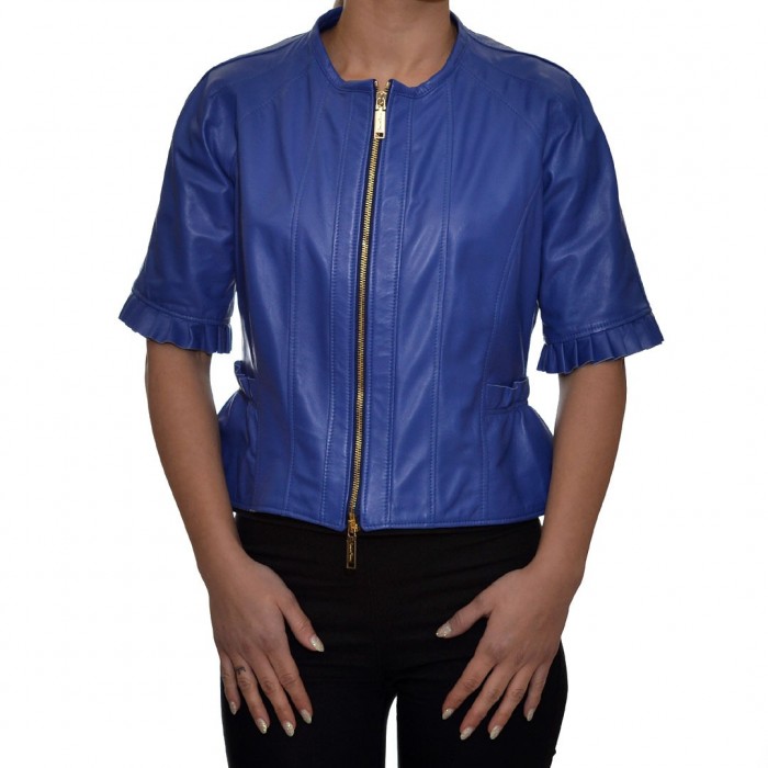 Blue Elletrico Leather Jacket SOCIETY TEAM (DIANA)