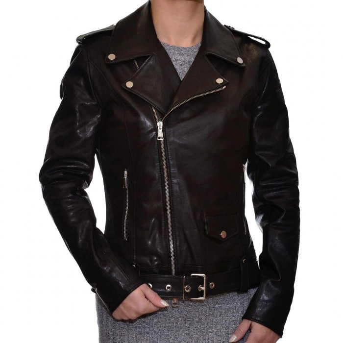 Black ENJOY ITALIA Leather Jacket (ALESSIA)