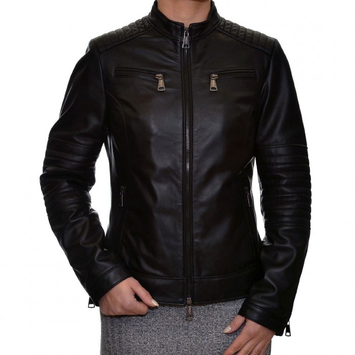 Black ENJOY ITALIA Leather Jacket (FLOE)