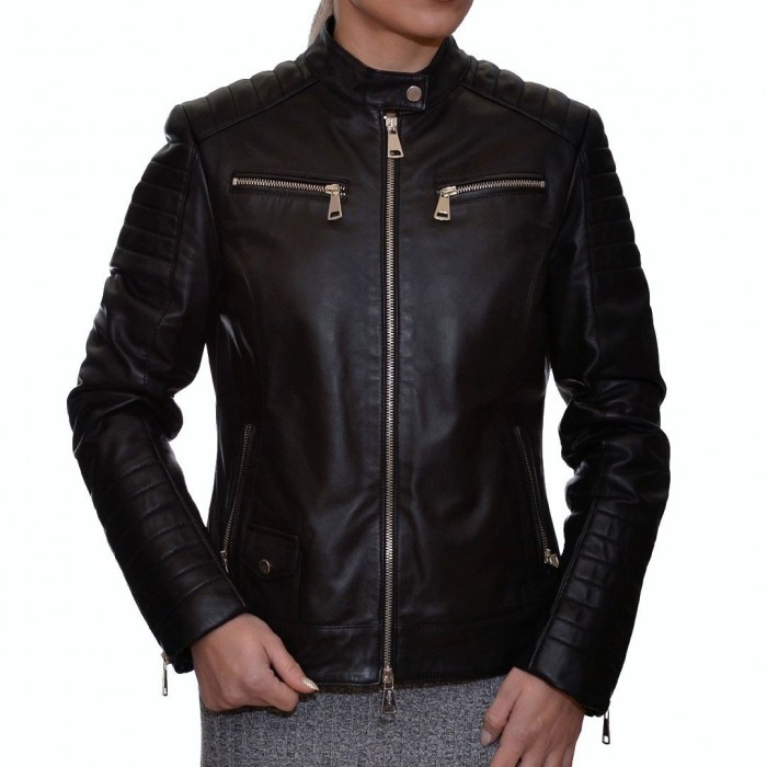 Black ENJOY ITALIA Leather Jacket (ILARY)