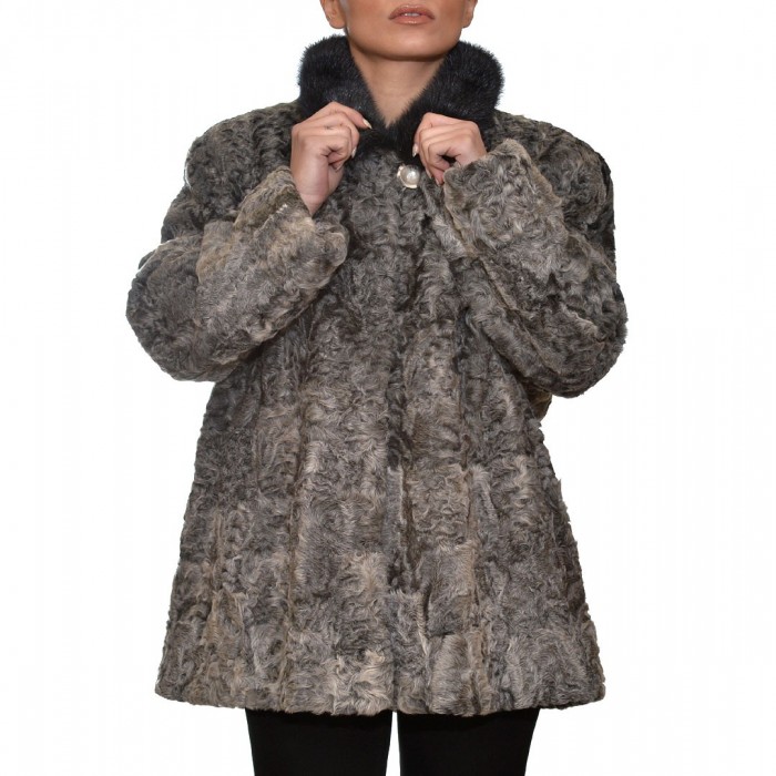 Astragan Fur Cardigan 75cm Gray SUIT (142)