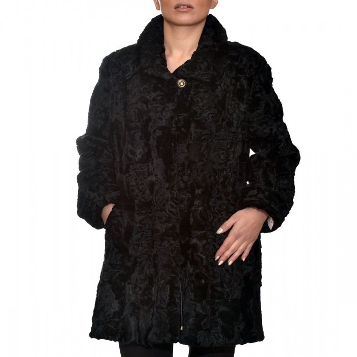 Astragan Fur Cardigan 86cm Black SUIT (9026)