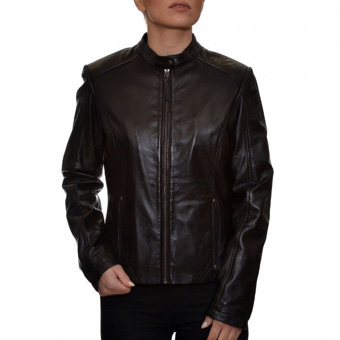 Black XSOMA Leather Jacket (NEFELI)