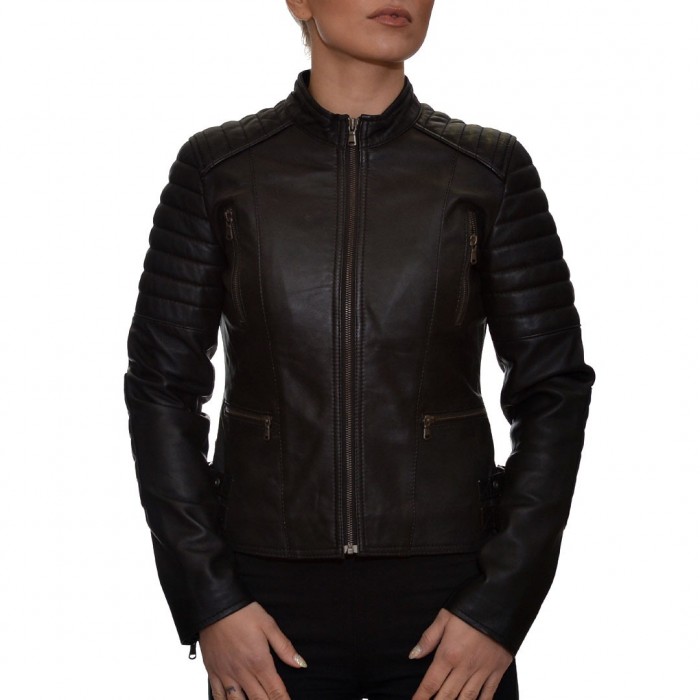 Black XSOMA Leather Jacket (KATHI)