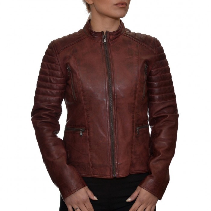 Bordeaux Leather Jacket XSOMA (KATHI)