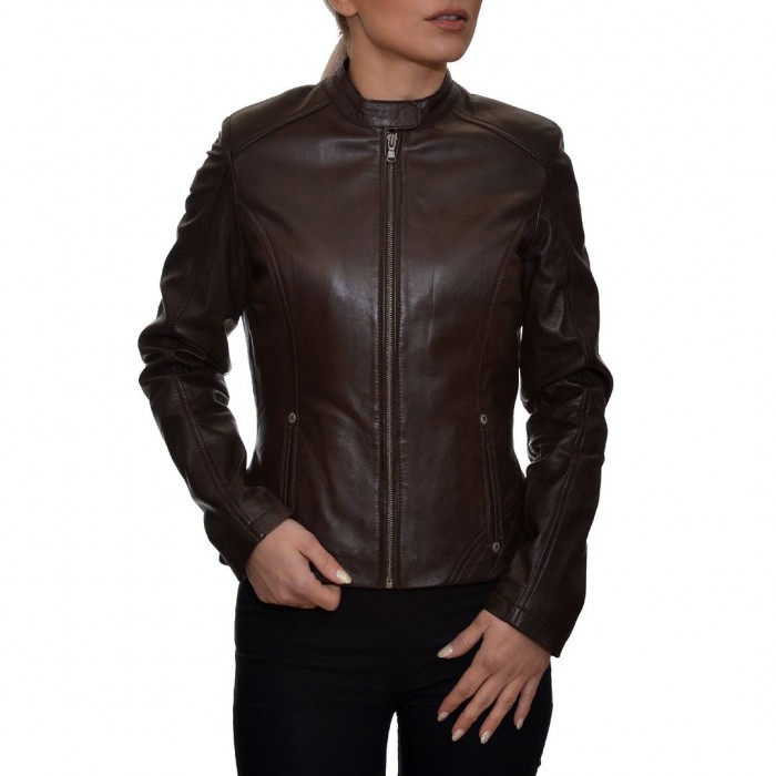 Dark Brown Leather Jacket EFFETO ITALIA (NEFELI)