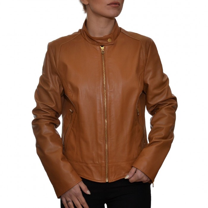 Leather Jacket Camel JUST FOR LUCK (15228)