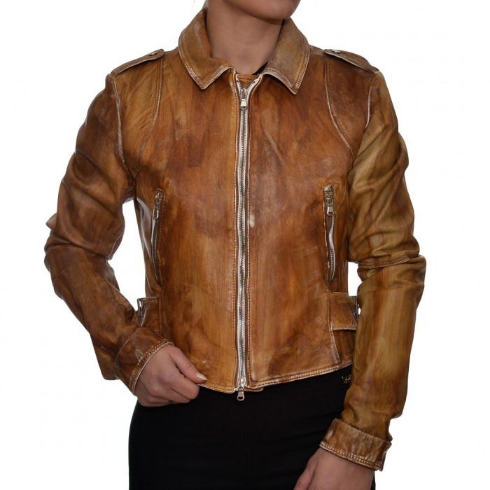 Camel TIMELESS Leather Jacket (PENELOPE)