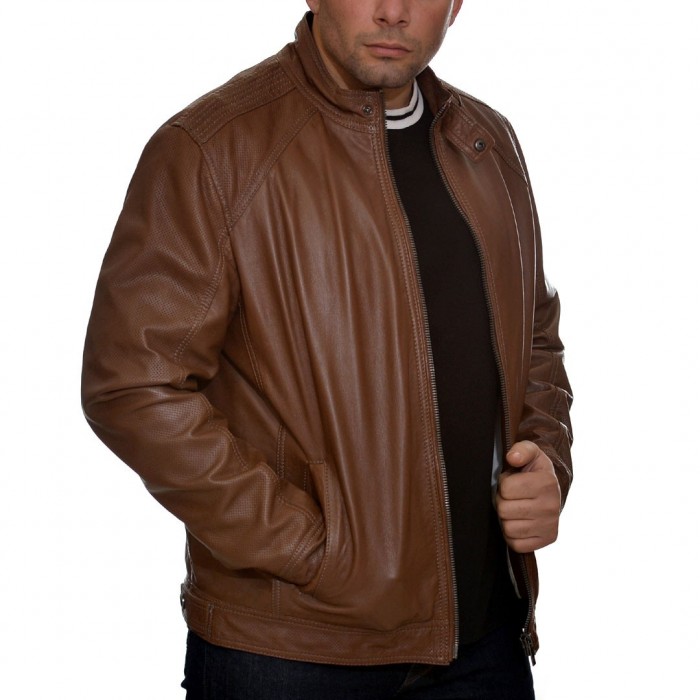 Lamb Cognac BUGATTI Leather Jacket (5901-549)