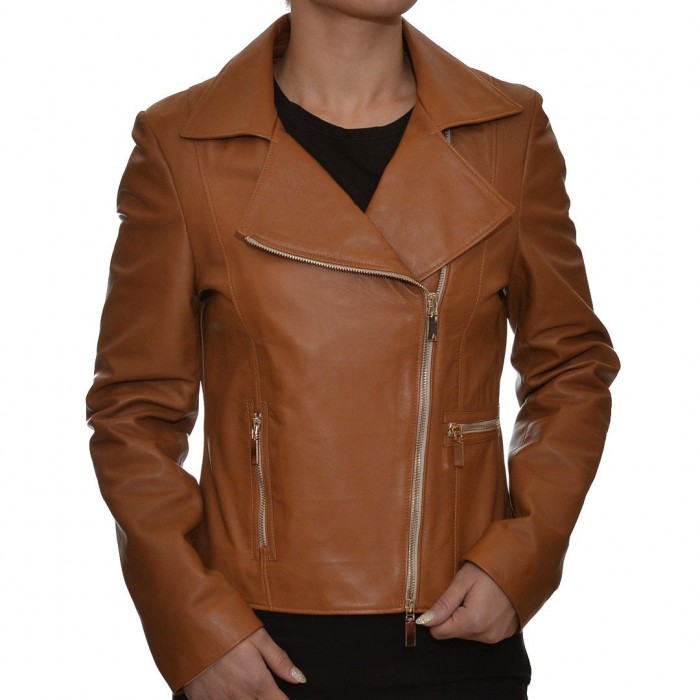 Camel JUST FOR LUCK Leather Jacket (15226)