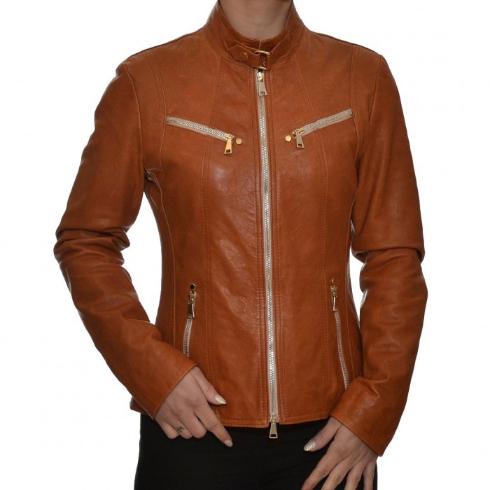 Cognac Leather Jacket ENJOY ITALIA (GINEVRA)