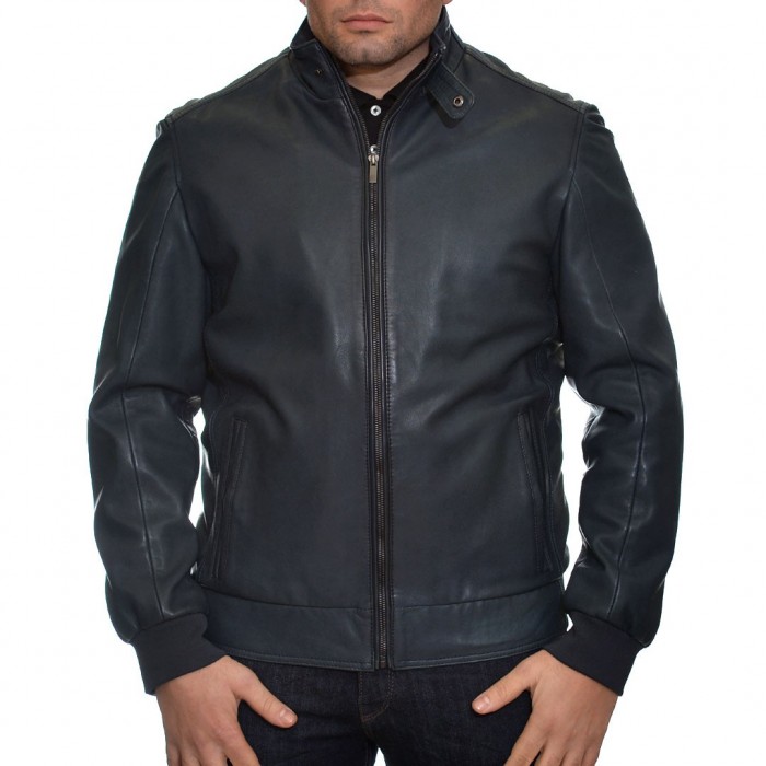 Lamb Blue Denim Leather Jacket BUGATTI (5703-549)