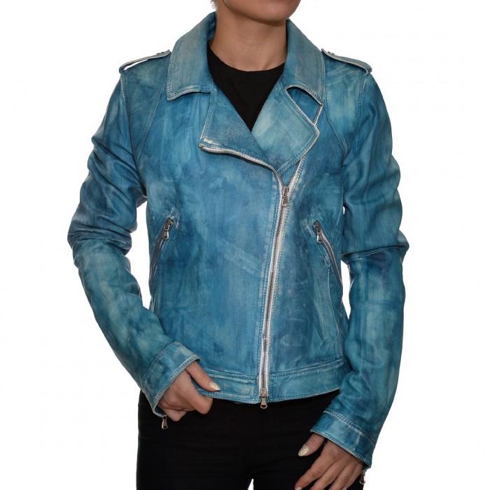 Cyan TIMELESS Leather Jacket (MINERVA)