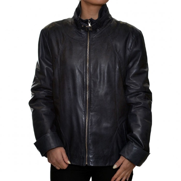 Dark Blue MORETTI Leather Jacket (479)