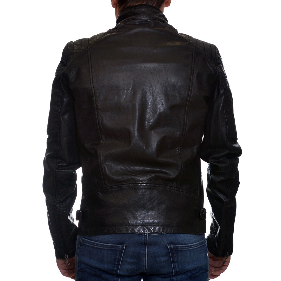 Men's Leather Jacket Lamb Black DAYTONA - Sioutis Leather