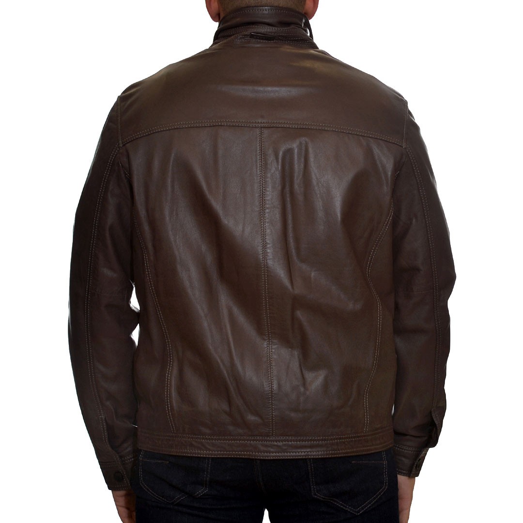 Men's Leather Jacket Lamb Chocolate BUGATTI - Sioutis Leather
