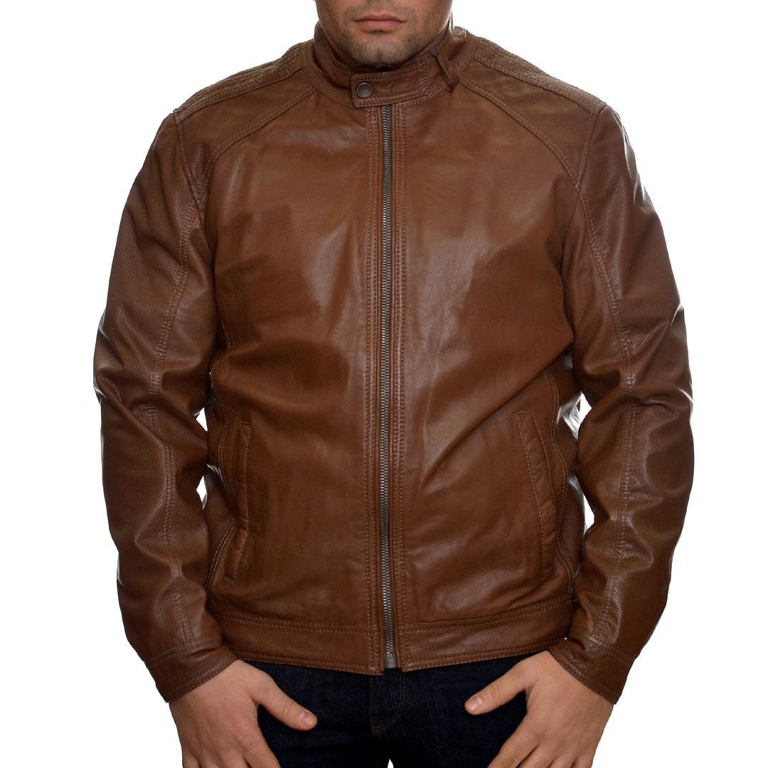 Men's Leather Jacket Lamb Cognac BUGATTI - Sioutis Leather