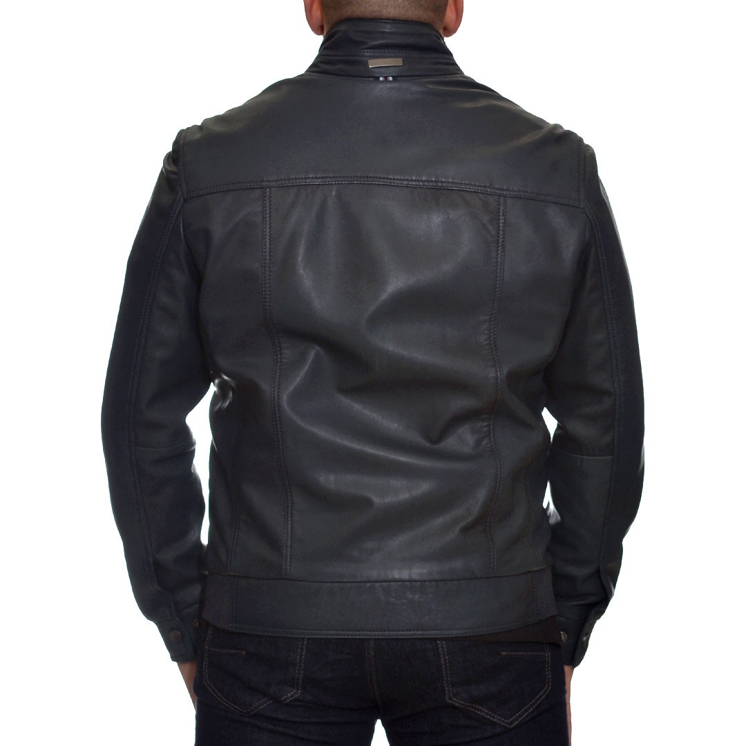 Men's Leather Jacket Lamb Blue Denim BUGATTI - Sioutis Leather
