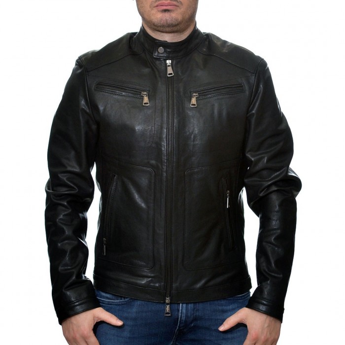 Men's Leather Jacket Black ENJOY ITALIA - Sioutis Leather