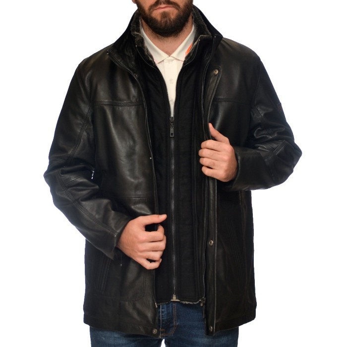 ΔΕΡΜΑΤΙΝΟ JACKET ΜΑΥΡΟ BUGATTI (222037)