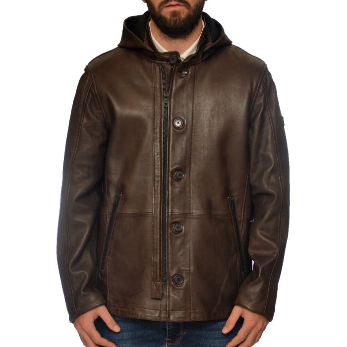 LEATHER JACKET BROWN LAMP BUGATTI (221005)