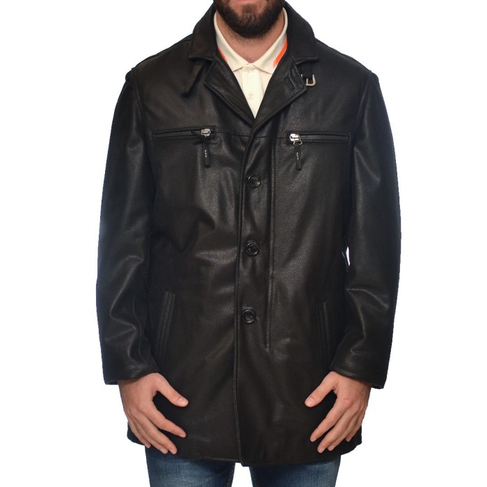 BLACK CHEVRETTE LEATHER JACKET (3248)