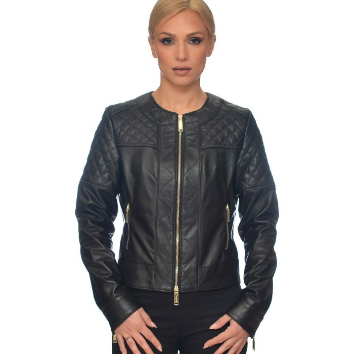 BIKER LEATHER JACKET BLACK ALISSIA