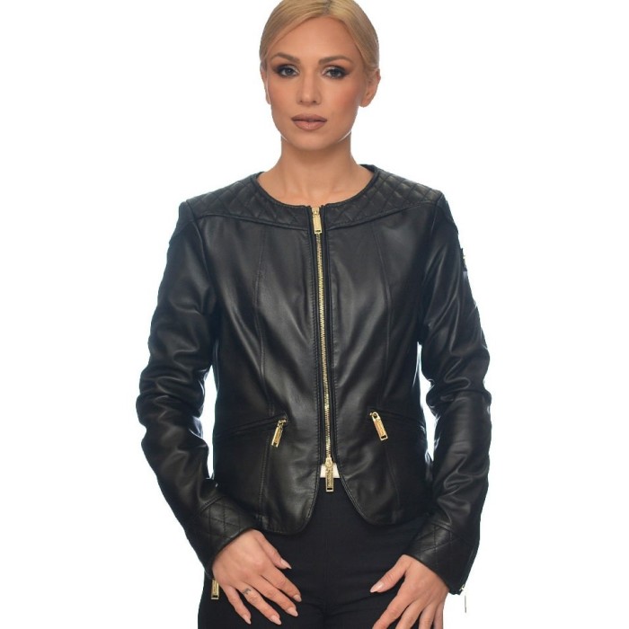 BIKER LEATHER JACKET BLACK EVELYN