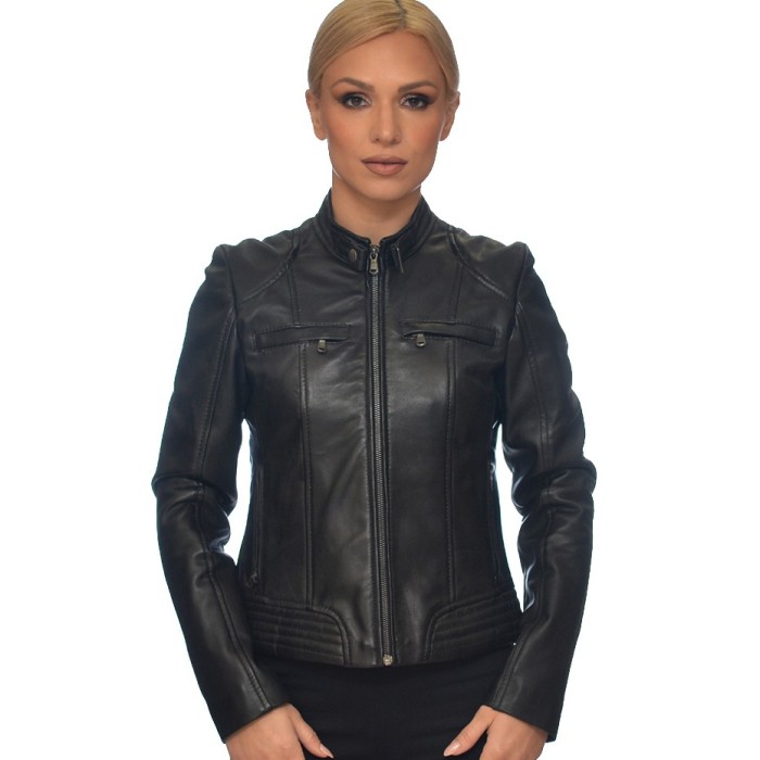 BIKER LEATHER JACKET BLACK XSOMA LOUIZIANA