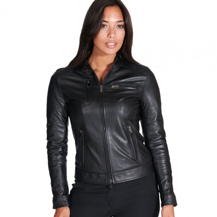 BIKER LEATHER JACKET BLACK AD MILANO (GIULIA)