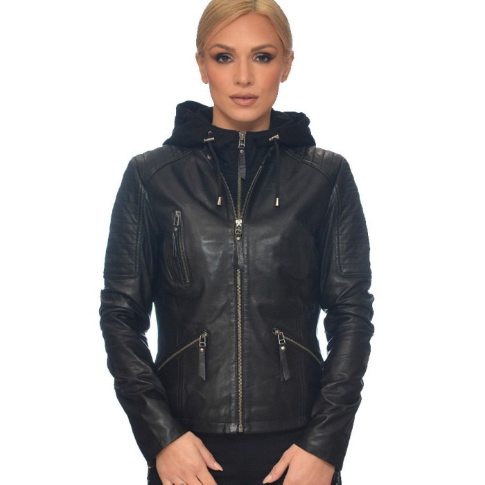 BIKER LEATHER JACKET BLACK LEVINSKY TORY