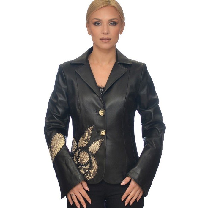 LEATHER JACKET BLACK GRIGIO G1108P