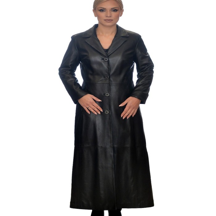 LEATHER COAT BLACK ROSSI 4165CAPP