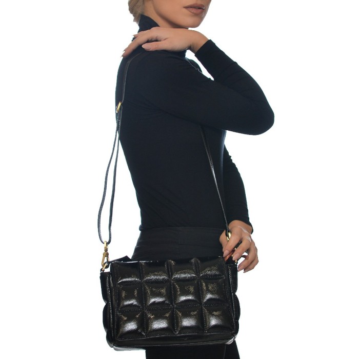 ARCADIA BLACK LEATHER BAG HAND / CROSS (5087)